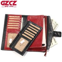 Wholesale Wallets GZCZ Cell Phone Pocket Women Wallet Long Design Red Hasp Zipper Lady Chinese Style Genuine COW Leather Clutch Coin Purse