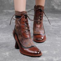 Wholesale Boots Women Shoes Winter Genuine Leather Booties Woman Zip Cross Tied Pointed Toe Handmade Colorful Concise Platform