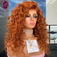 Wholesale Lace Wigs Auburn Ginger Color Loose Curly Front Wig x4 x6 Peruvian Remy Hair Density Preplucked Freepart