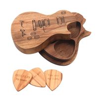 Wholesale Gift Wrap Guitar Picks Wooden Pick Box Holder Collector With Wood Mediator Accessories Parts Tool Music Gifts