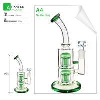 Wholesale REANICE mm cm glass bong green water bongs handmade bubbler ash catcher honeycomb branch dabber rig recycler water pipe joint bubble