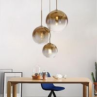Wholesale Pendant Lamps Modern Round Silver Gold Glass Gradient Lights Home El Decor Lamp Bedroom Diningroom Ball LED E27 Hanging
