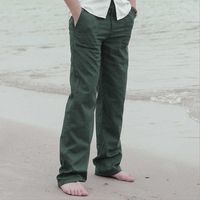 Wholesale Men Casual Cotton Linen Wed Leg thai fisherman Loose Long Pant White Black Solid Color Autumn Summer Plus Size M XL Y0811