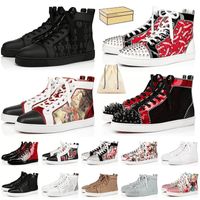 Wholesale 2022 New Luxury Men Women Shoe Studded Spikes Fashion Red Suede Leather Mens Sneaker Womens Flat Bottoms Shoes Party Lovers Size