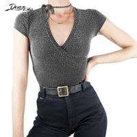 Wholesale Women s Jumpsuits Rompers Elegant V Neck Glitter Black Casual Bodysuits Women Formal Office Business Slim Fit Going Out Stretchy Summer