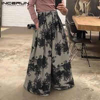 Wholesale Men s Pants INCERUN American Style Fashion Casual Men Pantalons Printed Male Party Nightclub High waisted Wide leg Trousers S XL