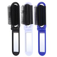 Wholesale Hair Brushes Portable Folding Comb With Mirror Anti static High Temperature Resistance Combs For Travel Outdoor White Black