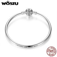 Wholesale WOSTU Authentic Sterling Silver Engrave Snowflake Clasp Unique as you are Chain Bracelet Bangle Fit DIY Jewelry XCHS915 G0916