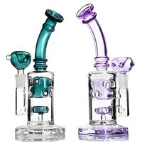 Wholesale Imported American Color purple hookah straight fab recycler dab rig inch glass water pipe honeycomb jet perc oil bubbler banger