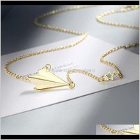 Wholesale Pendants Jewelry Drop Delivery Paper Airplane Necklace Female Japanese Style Simple Star Childhood Short Clavicle Chain Pendant Neckla