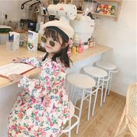 Wholesale Girl s Dresses Girls Dress European American Autumn Flared Sleeves Floral Fashion Princess Party Children Baby Kids Clothing Y