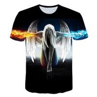 Wholesale Hot Summer New Men s Round Neck Short Sleeve T shirt Turquoise Red Purple Flame d Printed Casual Couple Shirts and Tops