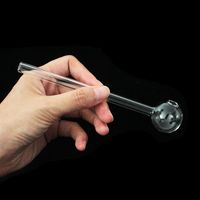 Wholesale 50pcs cm Glass Heat resistant Oil Burner Pipe Smoking Hookahs Clear Curved or Straight Tube Dab Rig bowl Random Color