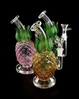 Wholesale pineapple glass bong hookahs pink glass water bongs smoke pipe recycler dab rigs bubbler chicha with mm bowl