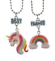 Wholesale Resin solid Unicorn rainbow sparkle Necklace