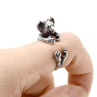 Wholesale Retro Brass Knuckle D Miniature Koala Bear Ring Men Jewelry Boho Animal Anillos Love Rings For Women Bague Femme Anel Pink