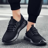 Wholesale High Quality Fashion Comfot Sport Shoes Men Lightweight Runner Mesh Sneakers Flame Flying Woven Outdoor Trainers Casual Walking Black Size