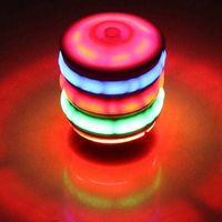 Wholesale Baby Simulation Wooden Gyroscope Luminous Flashing Led Light Colorful Music Spinning Top Beautiful Children Classic Leisure Toys Q0528