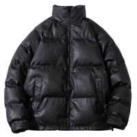 Wholesale Unisex Thicken Warm Pu Leather Parka Male Black Beige Jacket Mens Couple Parkas Coats Oversize Zipper Women Jackets