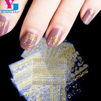 Wholesale 30pcs d art sticker sexy gold stripe lace glitter stickers beauty decal manicure decorations for nail accessories