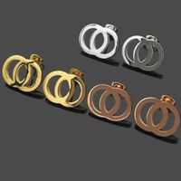 Wholesale Not faded Top Quality Stainless Steel Designer Stud Hollow G Letter Gold Silver Rose Colors Simple Earrings for Women Party Engagement Hoop
