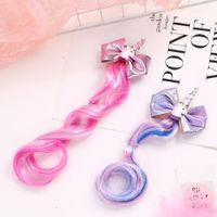 Wholesale Accessories Unicorn Hair Clips for Girls Rainbow Bowknot Princess Party Kids Long Wig Hairpins Twist Braider Hair Braiding Tools LLD9858