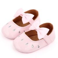 Wholesale Cute Baby Girl Baptism Shoes Autumn Soft Sole PU Breathable Anti Slip Bowknot Princess Walking M First Walkers