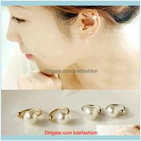 Wholesale Clip On Screw Back Jewelry Vintage Sier Gold Cuff Fashion Womens Spring Jewelry Simple Stylish Simulated Pearl Non Pierced Ear Clip Earrin