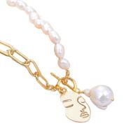 Wholesale GuaiGuai Jewelry Baroque Irregular Pearl Lock Chains Necklace Geometric Aangel Pendant Love Necklace Handmade For Women Real Gems Stone Lady Fashion Jewellery
