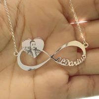 Wholesale Stainls Steel Jewelry Custom Engrave Diy Photo Picture Pendant Necklace Infinity Personalized Name Necklace for Christmas