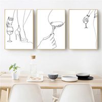Wholesale Paintings Wine Poster Wall Art Canvas Abstract Woman Body Drawing Prints Lover Bar Decor Gift Minimalist Kitchen