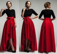 Wholesale Elegant Red Taffeta High Low Skirts For Woman New Fashion Waist Belt Floor Length Girls Long Skirts Custom Made Formal Party Dresses