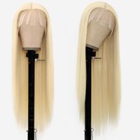 Wholesale Blonde Lace Frontal Wig Synthetic Straight Hair HD Transparent Lace Frontal Wig Density Full Inch Brazilian Glueless Wigs For Women Heat Resistant