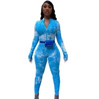 Wholesale Women s Jumpsuits Rompers Fashion Tie Dye Printed Zipper Womens Jumpsuit Long Sleeve Bodycon Casual Sporty Workout Skinny For Women