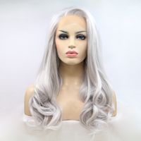 Wholesale 2021 new high temperature silk headset European and American fashion fashion silver white front lace half hand hook wig high end daily leisu