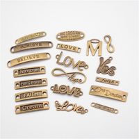Wholesale Low wholale custom metal word charms antique bronze plated pendants for diy necklace jewelry making
