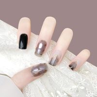 Wholesale Nail Gel Short Fake Stickers Black Shell Smudge Wearing Manicure Finished Patch