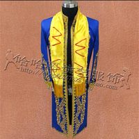 Wholesale Men s Trench Coats S xl Plus Size Stage Men Models Catwalks Tide Long Shawl Embroidered Robes Singer Costumes Windbreaker