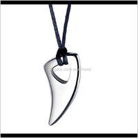 Wholesale Pendants Drop Delivery Charm Hip Hop Jewelry Tide Stainless Steel Spike Necklace Fashion Pendant Black Rope Chain Punk Necklaces For M