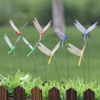 Wholesale Garden Decorations CM Artificial Dragonfly Outdoor D Simulation Dragonflys Stakes Yard Plant Lawn Decor Stick ZC194