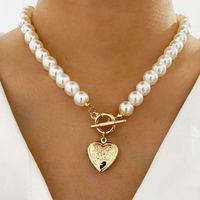 Wholesale Luxury designer Necklace Vintage Wedding Pearl Choker Necklaces For Women Geometric Heart Coin Lock Pendant Jewelry collier de perles