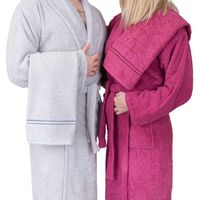 Wholesale Towel Couple s Robe Spa Bathrobe STRIPE PIECE SET PURPLE GRAY Gift For Husband And Wife Mother Father