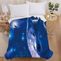 Wholesale TOP QUAILTY D Blanket Wolf Animal Blue black Design Horse Soft Worm for Beds Sofa Plaid Fabric Air Conditioning Travel