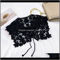 Wholesale Hats Scarves Gloves Aessories Designer Black Triangle Lace Crochet Cape Shawl Women Fashion Neck Scarf Bandana For Ladies Shawls And Wraps