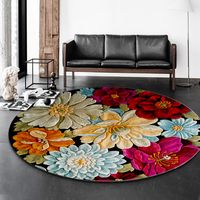 Wholesale 3D Flowers Printed Round Carpet Soft Carpets For Living Room Anti slip Rug Chair Floor Mat For Home Decor V2