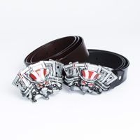 Wholesale Trendy Belt Men s Skull Ghost Smooth Buckle Series British Style Personalized Playing Card