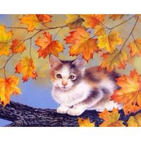 Wholesale Paintings Cat Painting By Number Autumn Oil Picture Frame x50 On Canvas For Adults DIY Craft Kits Coloring Drawing Home Decoration Art
