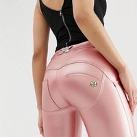 Wholesale Women s Pants Capris Melody Wear Pink Leather Metallic Color Look Soft Faux For Women Shapewear Casual