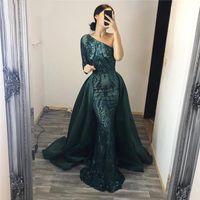 Wholesale Casual Dresses One Shoulder Green Sequined Maxi Dress Sleeve Long Evening Party Ball Gown Floor Length Autumn Winter