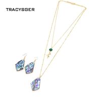 Wholesale AE XL30162 TRACYSGER Abalone Shell With Elegant Double Necklace Earrings Set Chains